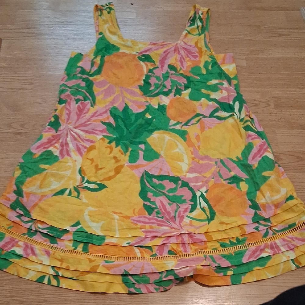 NWT C&C California Fruit Dress Linen Blend Womens Size Small